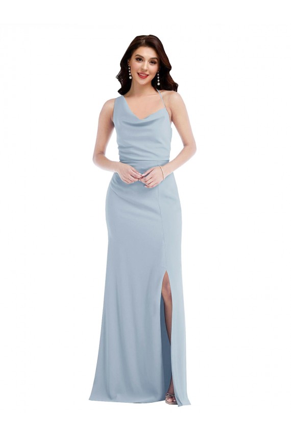 One Shoulder Draped Cowl Neck Maxi Prom Dress UK Clearance