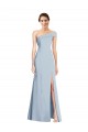 Asymmetrical Off the Shoulder Cuff Trumpet Crepe Prom Dress With Front Slit UK Clearance