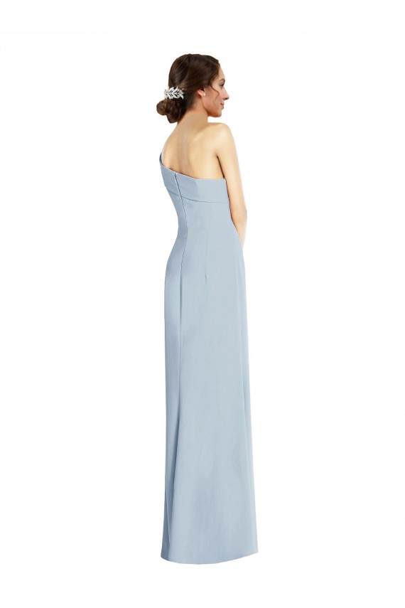 Asymmetrical Off the Shoulder Cuff Trumpet Crepe Prom Dress With Front Slit UK Clearance