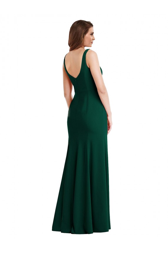 Square Neck Trumpet Maxi Prom Dress with Front Slit UK Clearance