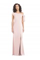 Off the Shoulder Tie Detail Trumpet Crepe Prom Dress with Front Slit UK Clearance