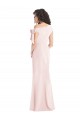 Off the Shoulder Tie Detail Trumpet Crepe Prom Dress with Front Slit UK Clearance