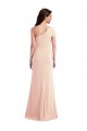 One Shoulder Cap Sleeves Trumpet Crepe Prom Dress with Front Slit UK Clearance