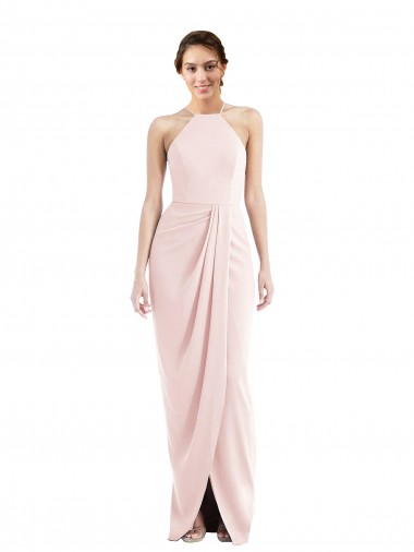 Halter Draped Tulip Skirt Maxi Prom Dress UK Clearance