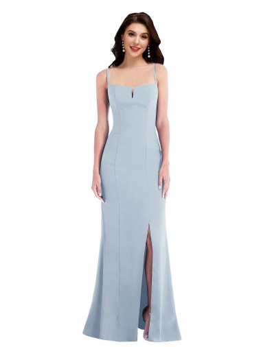 Flattering Trumpet Maxi Crepe Prom Dress with Front Slit UK Clearance