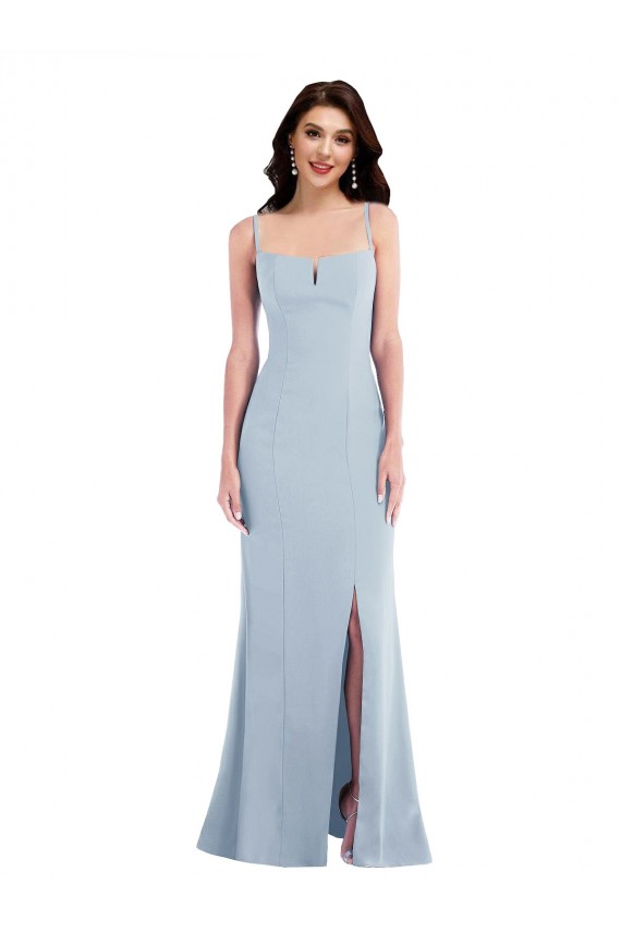 Flattering Trumpet Maxi Crepe Prom Dress with Front Slit UK Clearance