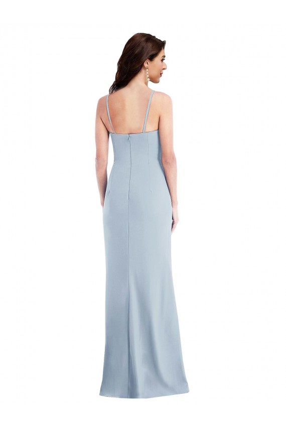 Flattering Trumpet Maxi Crepe Prom Dress with Front Slit UK Clearance