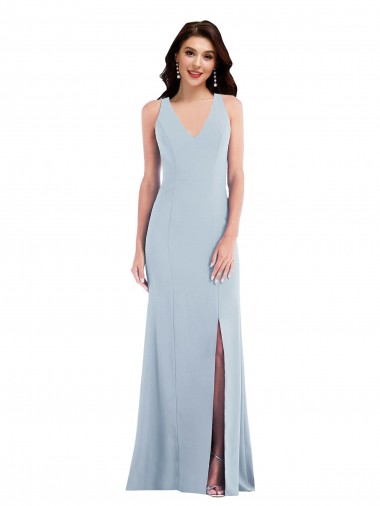 Criss Cross Cutout Back Maxi Prom Dress with Front Slit UK Clearance