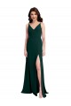 Slim A-Line V-Neck Full Length Crepe Prom Dress with Side Slit UK Clearance