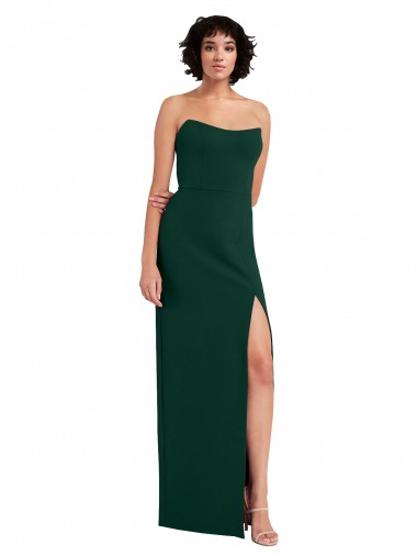 Scooped Strapless Neckline Crepe Prom Dress with Side Slit UK Clearance