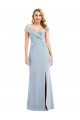 Off the Shoulder Tuxedo Maxi Prom Dress with Front Slit UK Clearance