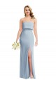 Strapless Overlay Bodice Crepe Maxi Prom Dress with Front Slit UK Clearance