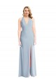 Plunge Neck Halter Backless Trumpet Prom Dress with Front Slit UK Clearance