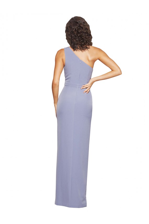 Floor Length One Shoulder Crepe Prom Dress with Pencil Skirt and Side Split UK Clearance