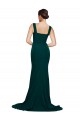 Fitted Square Neck Long Crepe Prom Dress with Train and Side Split UK Clearance