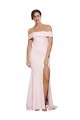 Off Shoulder Long Crepe Prom Dress with Straight Neckline and Side Split UK Clearance