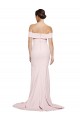 Off Shoulder Long Crepe Prom Dress with Straight Neckline and Side Split UK Clearance