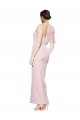 One Shoulder Tulle Overlay Sweetheart Neckline Long Crepe Prom Dress with Thigh Split UK Clearance