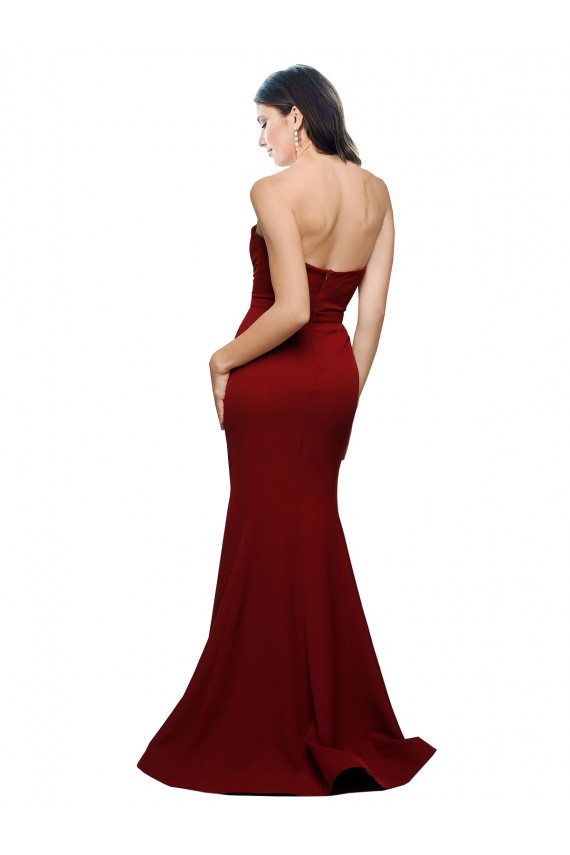 Long Full Length Sweetheart Slim Crepe Prom Dress with Strapless Bodice UK Clearance