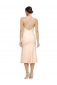 Midi Length V-Neckline Crepe Cocktail Prom Dress / Homecoming Dress with Thin Straps and Fulted Skirt UK Clearance