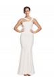 Full Length Square Neck Crepe Prom Dress with Asymmetrical Straps and Bow Back UK Clearance