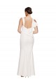 Full Length Square Neck Crepe Prom Dress with Asymmetrical Straps and Bow Back UK Clearance