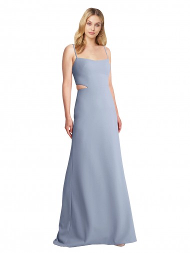 Feminine Scoop Neckline Long Crepe Slip Prom Dress  UK Clearance