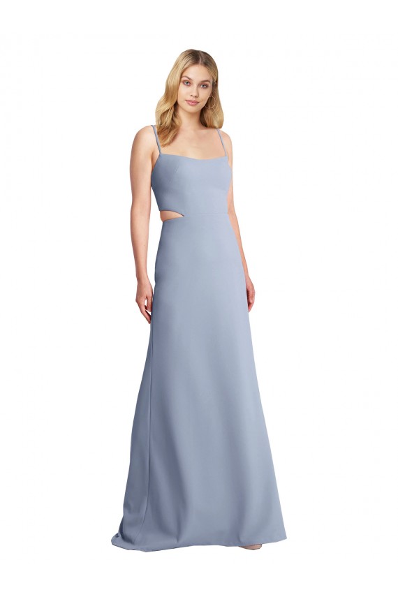 Feminine Scoop Neckline Long Crepe Slip Prom Dress  UK Clearance