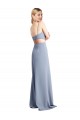 Feminine Scoop Neckline Long Crepe Slip Prom Dress  UK Clearance