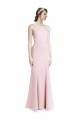 Square Neck Criss Cross Open Back Slim Crepe Prom Dress with Spaghetti Straps UK Clearance