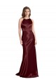 High Neck Halter Long Sleeveless Stretch Satin Prom Dress with Strappy Back UK Clearance