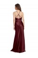 High Neck Halter Long Sleeveless Stretch Satin Prom Dress with Strappy Back UK Clearance