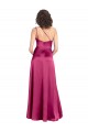 Sleek One Shoulder A-Line Long Stretch Satin Prom Dress with Spaghetti Straps Back UK Clearance