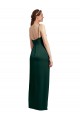 Sleek Straight Neckline Long Wrap Stretch Satin Prom Dress with Angled Pleats UK Clearance