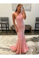 Open Back One Shoulder Sleeveless Long Sweep Train Velvet Sequin Prom Dress UK Clearance