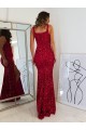 Square Neck Sleeveless Long Velvet Sequin Prom Dress with Slit UK Clearance