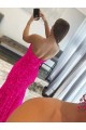 Strapless Sleeveless Long Sweep Train Velvet Sequin Prom Dress with Side Slit UK Clearance