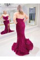 Long Sweetheart Sleeveless Sweep Train Velvet Sequin Prom Dress with Slit UK Clearance