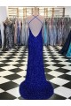 V-Neck Sleeveless Long Velvet Sequin Prom Dress UK Clearance