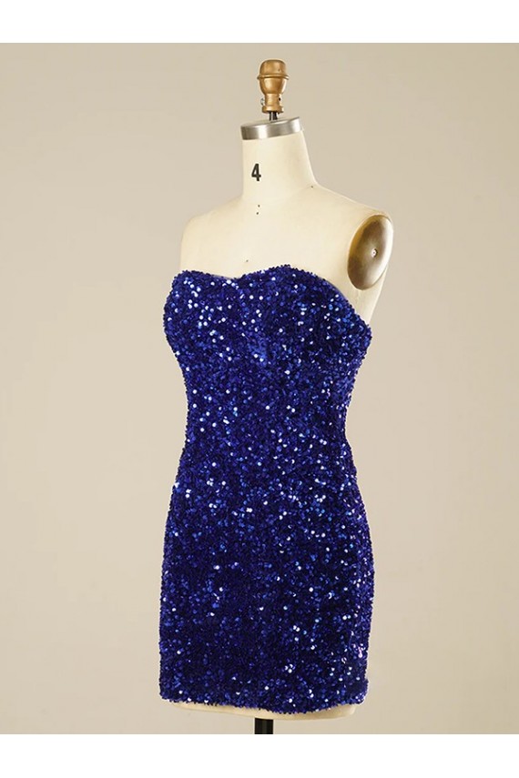 Short Sweetheart Velvet Sequin Prom Dress UK Clearance