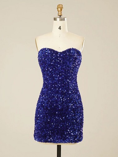 Short Sweetheart Velvet Sequin Prom Dress UK Clearance