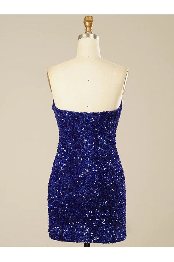 Short Sweetheart Velvet Sequin Prom Dress UK Clearance