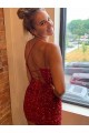 V-Neck Sleeveless Short Velvet Sequins Prom Dress UK Clearance