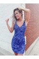 Short Velvet Sequin V-Neck Sleeveless Prom Dress UK Clearance