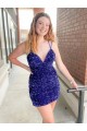 Sleeveless Short Velvet Sequin V-Neck Prom Dress UK Clearance