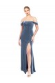 Draped Sleeves Wide Scoop Neck Off the Shoulder Velvet Prom Dress UK Clearance