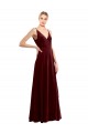 Faux Wrap V-Neck Sleek Long Velvet Prom Dress UK Clearance