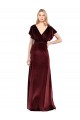 Flutter Sleeves Open Back Long Velvet Prom Dress UK Clearance