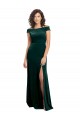 Floor Length Cap Sleeves Long Velvet Prom Dress with High Side Slit UK Clearance