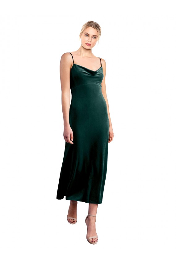 Midi Length Cowl Neck Velvet Slip Cocktail Prom Dress / Homecoming Dress UK Clearance